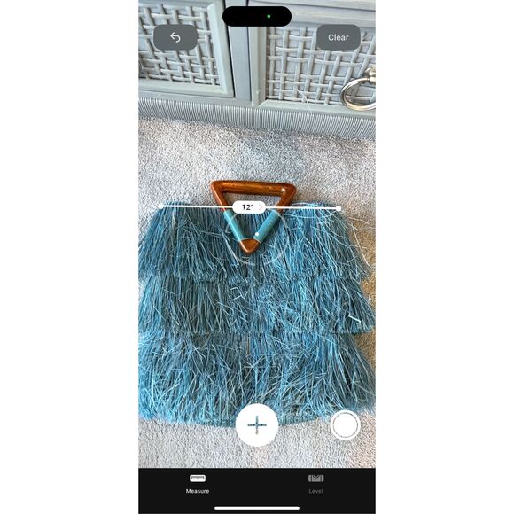 NWOT RARE Sensi Studio frayed maxi tote wooded handle, $435 blue - Picture 8 of 9